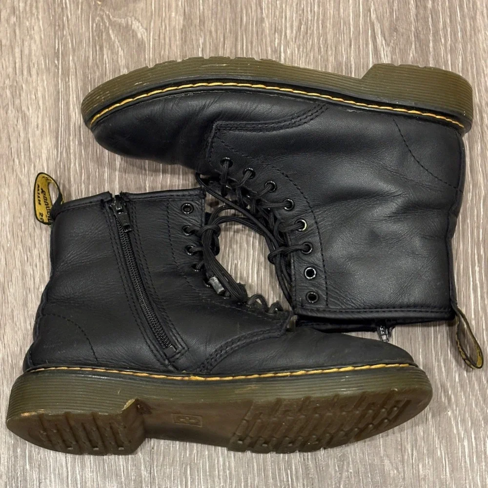 Dr. Martens Junior 1460 Softy T Black Leather Lace Up Combat Boots Unisex Kids 3